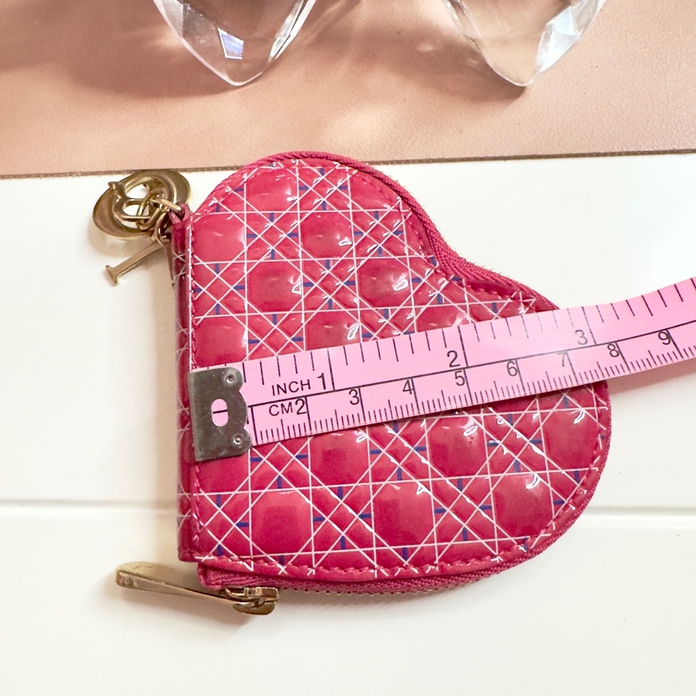 Pink Dior Heart Coin Wallet - Picture 10 of 12